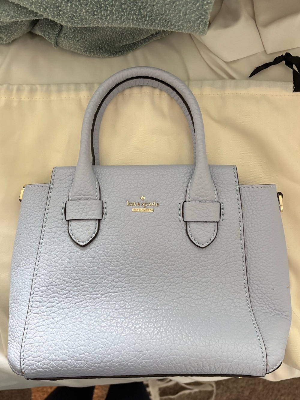 kate spade Light Periwinkle Pebbled Leather Mini Bag